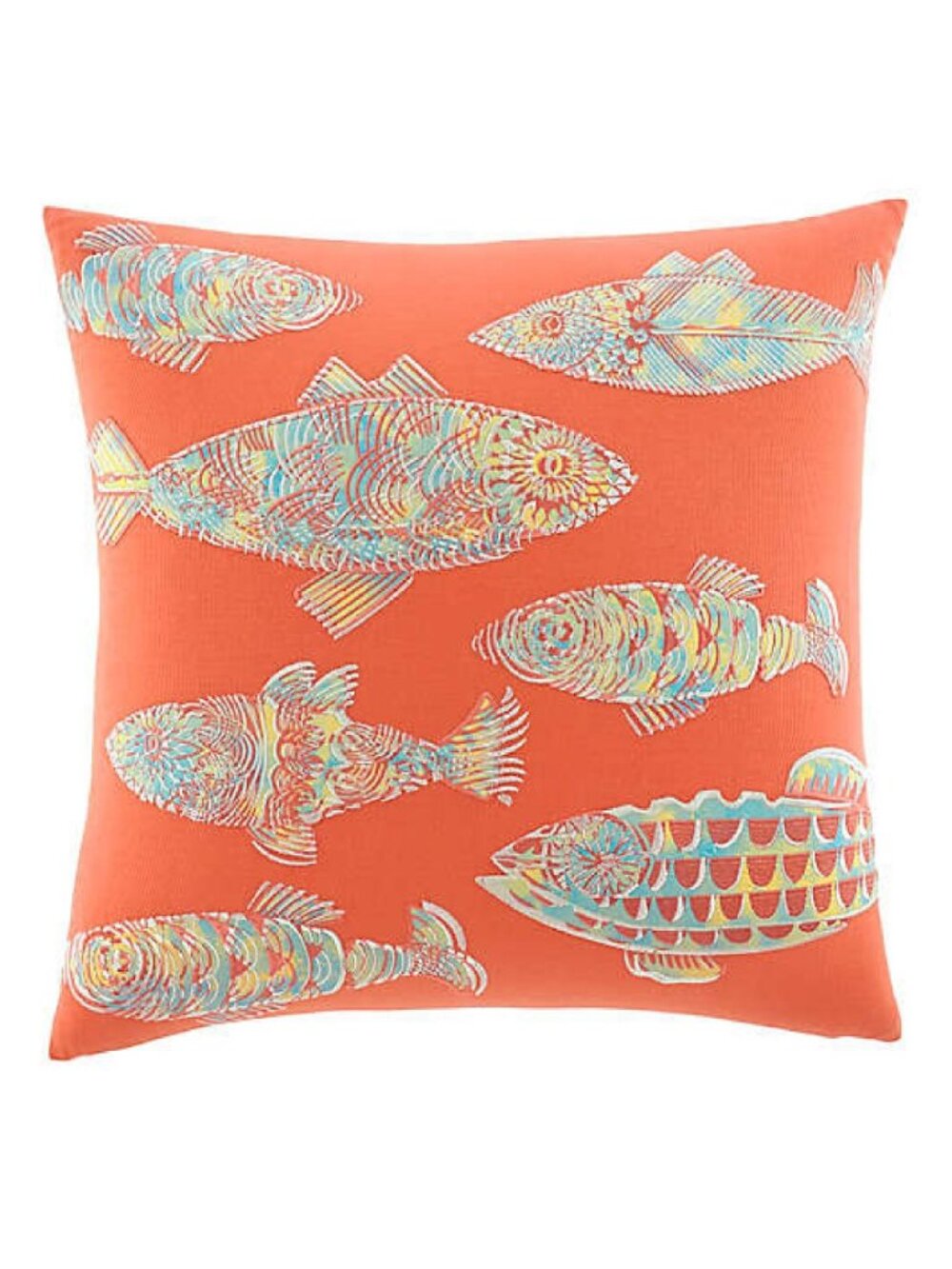 Tommy Bahama 20" Square ORANGE Embroidered BATIK FISH Throw Pillow - brand new
